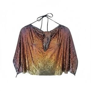 Whiting & Davis Vintage Mesh Halter Top Multicolor